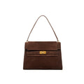 Vintage Suede Leather Shoulder Bag - Spacious Underarm Tote Crossbody