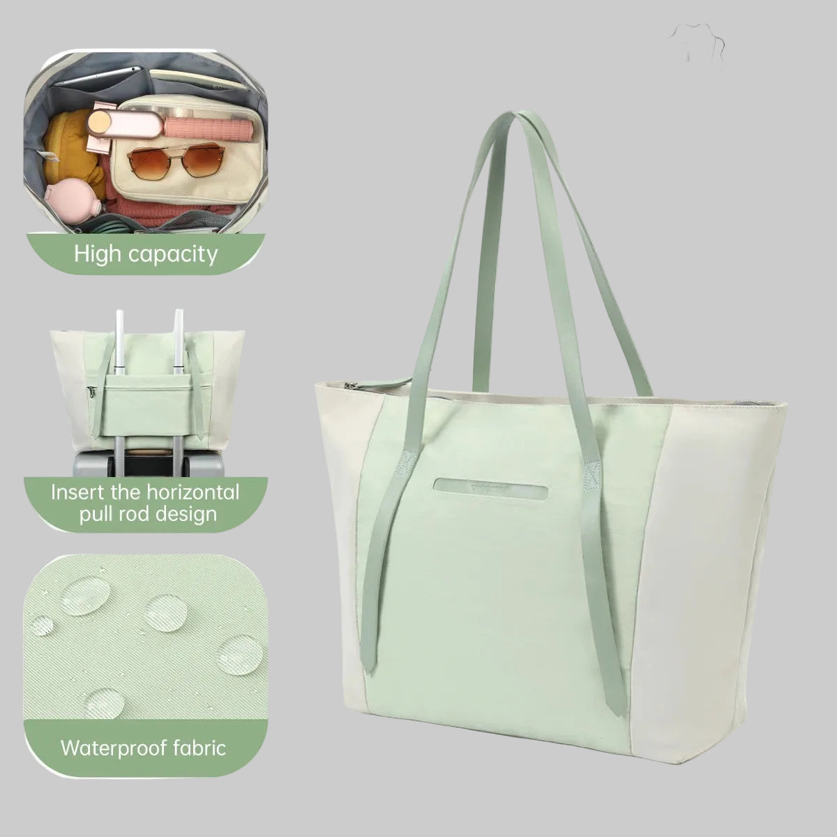 Tote Bag Light Green - Nylon Commuter Bag - Carry-Work - P111