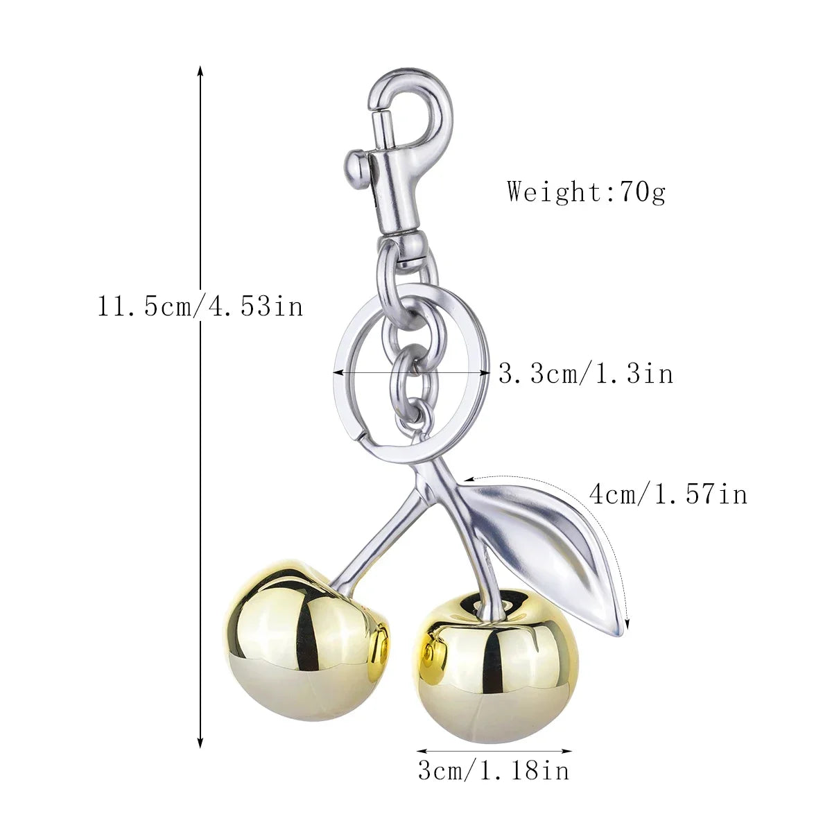 Golden Crystal Cherry Pendant - Luxury Handbag Keychain Charm